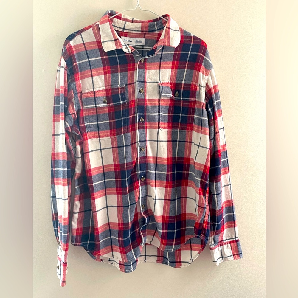 Men’s L Old Navy Regular Fit Built-In Flex Plaid Shirt